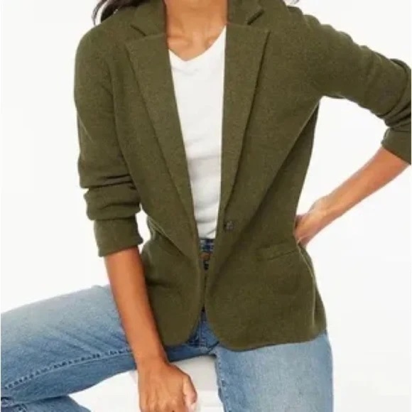 J. Crew Factory Sweater Blazer Moss Green size XXS - Picture 2 of 7